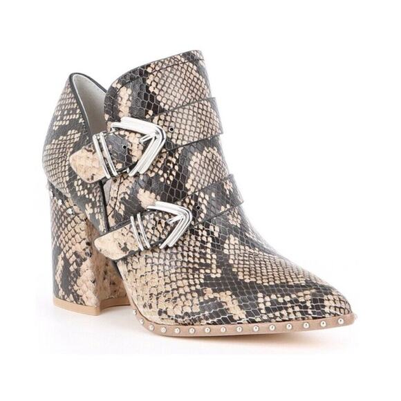 Gianni Bini Shoes - Gianni Bini Decie Ankle Boots Womens Size 6.5M Brown‎ Leather Snakeskin Booties